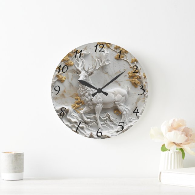 Weihnachtsdekor der Rentiere Große Wanduhr (Zuhause)