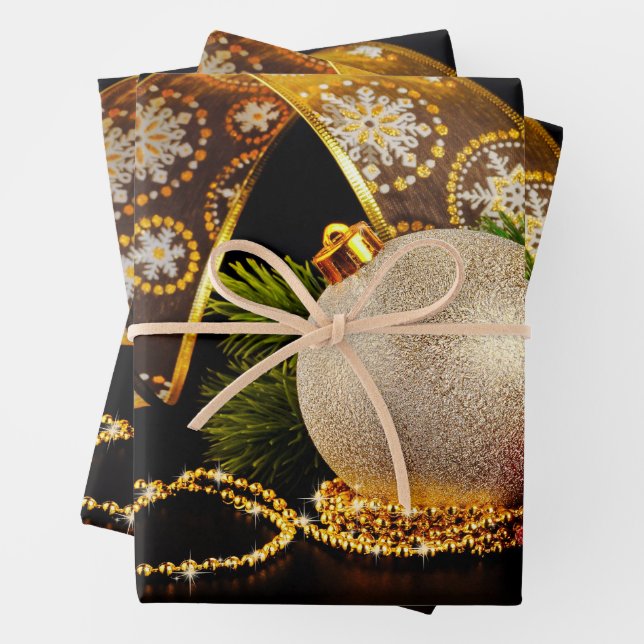 Weihnachtsdekor mit Band Geschenkpapier Set (Beispiel)