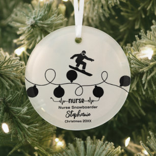 Weihnachtsdekor Snowboarding Nurse Shredding Gesch Ornament Aus Glas