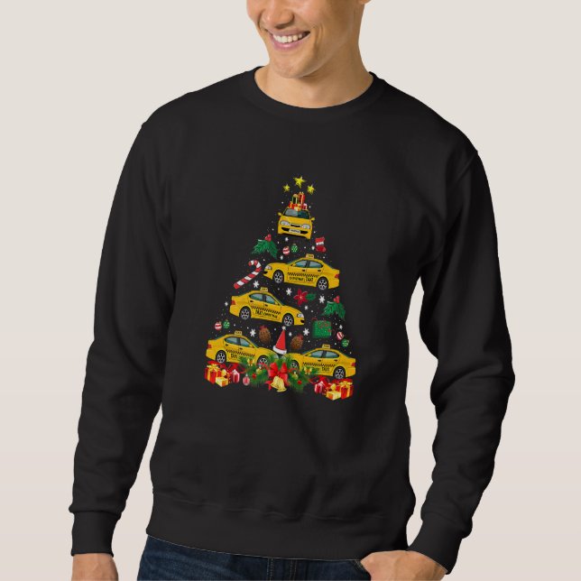 Weihnachtsdekor Taxi Auto Weihnachtsbaum Sweatshirt (Vorderseite)
