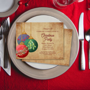 Weihnachtsdekoration auf Pergament Elegante Party Einladung