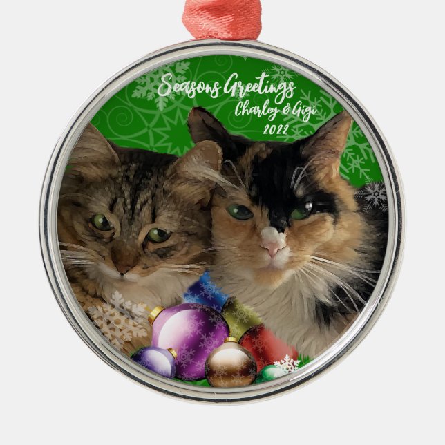 Weihnachtsdekoration aus Katzenmetall Ornament Aus Metall (Vorne)