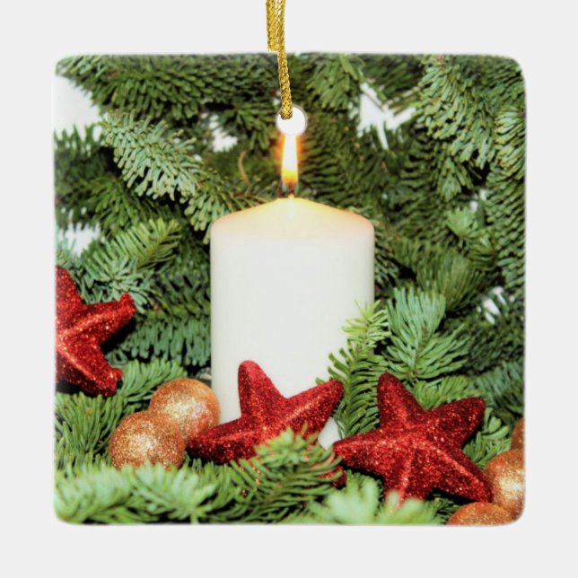 Weihnachtsdekoration Candle Keramikornament (Vorderseite)