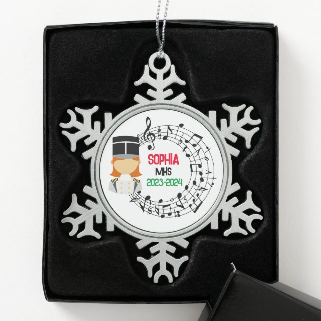 Weihnachtsdekoration der Marching Band Schneeflocken Zinn-Ornament (Box)