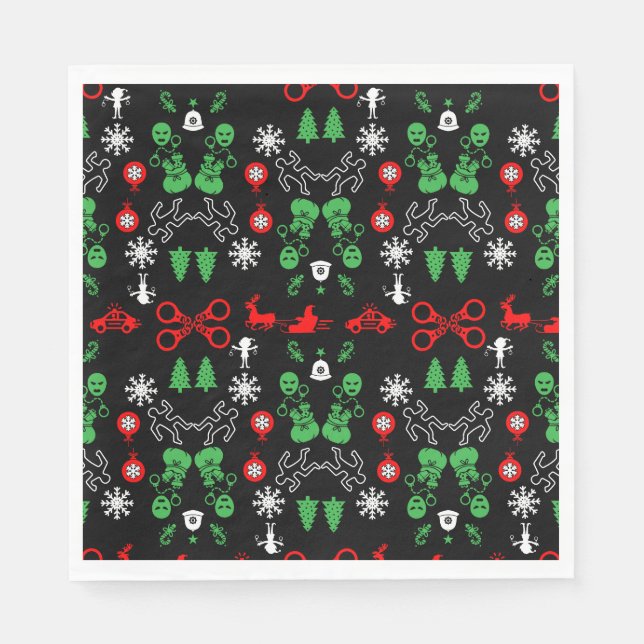 Weihnachtsdekoration der Polizei Serviette (Vorderseite)