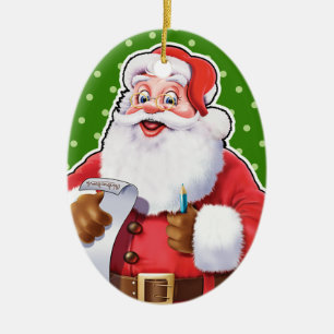 Weihnachtsdekoration Der Weihnachtsmann überprüft  Keramik Ornament