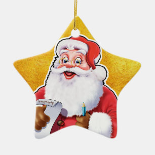 Weihnachtsdekoration Der Weihnachtsmann überprüft  Keramik Ornament