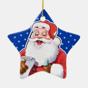 Weihnachtsdekoration Der Weihnachtsmann überprüft  Keramik Ornament