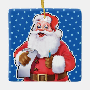 Weihnachtsdekoration Der Weihnachtsmann überprüft  Keramikornament