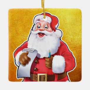 Weihnachtsdekoration Der Weihnachtsmann überprüft  Keramikornament