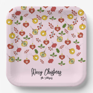 Weihnachtsdekoration Festliches Grün Rosa Pappteller