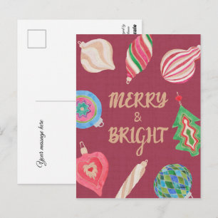 Weihnachtsdekoration fröhlich & hell Weihnachten  Postkarte