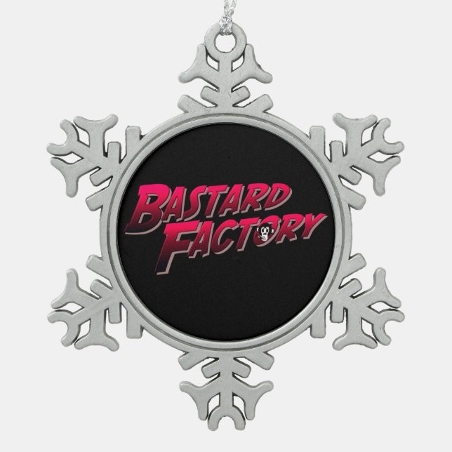 Weihnachtsdekoration für Bastard Factory-Logos Schneeflocken Zinn-Ornament (Vorderseite)