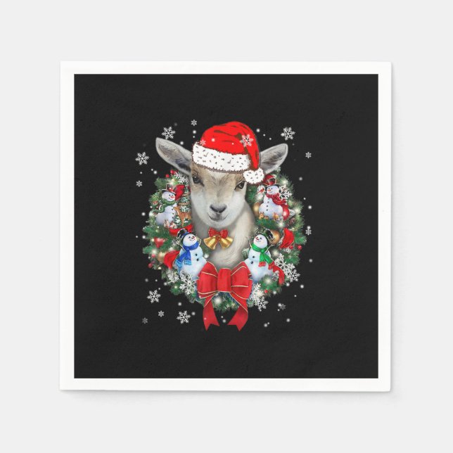 Weihnachtsdekoration für Ziegen Weihnachtsgeschenk Serviette (Vorderseite)