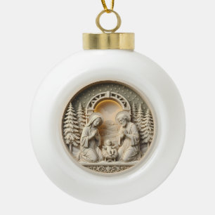 Weihnachtsdekoration - Heilige Familie 2 Keramik Kugel-Ornament