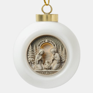 Weihnachtsdekoration - Heilige Familie 2 Keramik Kugel-Ornament