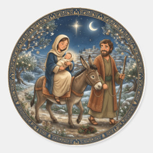 Weihnachtsdekoration Heilige Familie Runder Aufkleber