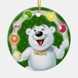 Weihnachtsdekoration jonglieren Eisbär. Keramik Ornament