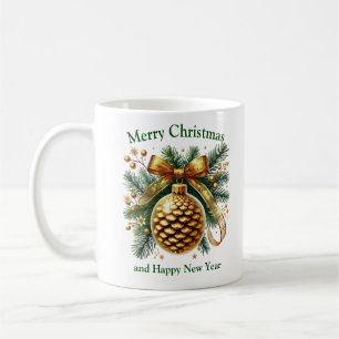 Weihnachtsdekoration Kiefernzapfen Weiß Grün und G Kaffeetasse