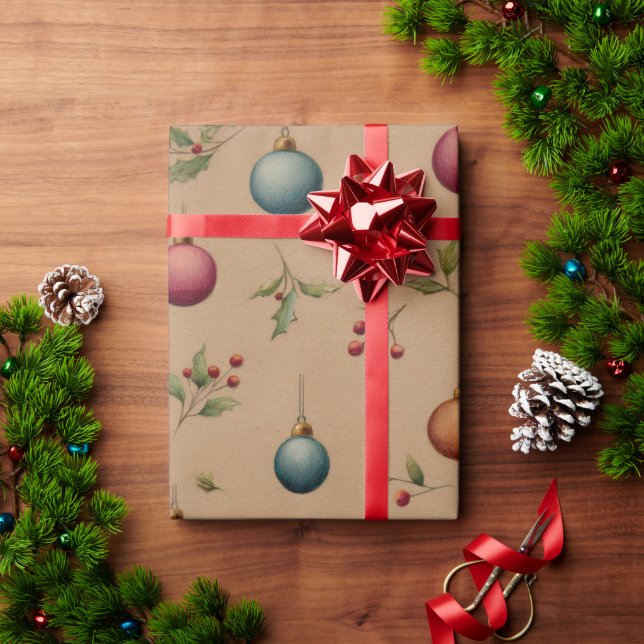 Weihnachtsdekoration mit braunem Packpapier (Feiertagsgeschenk)