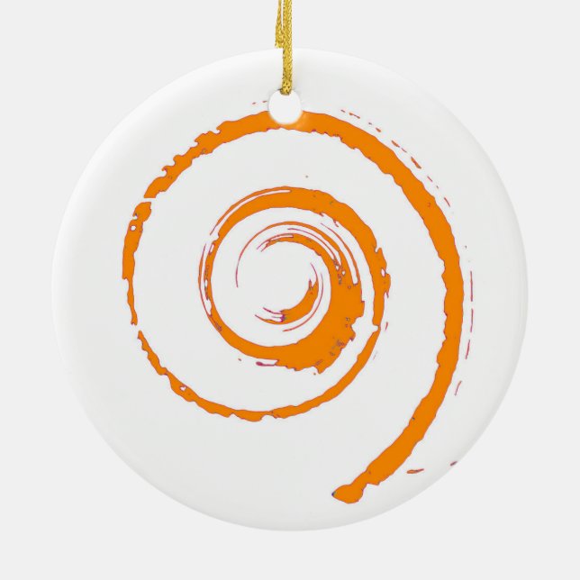 Weihnachtsdekoration mit Orange Twirl Keramik Ornament (Hinten)