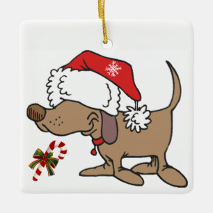 **WEIHNACHTSDEKORATION** MIT SANTAS WELPE KERAMIKORNAMENT