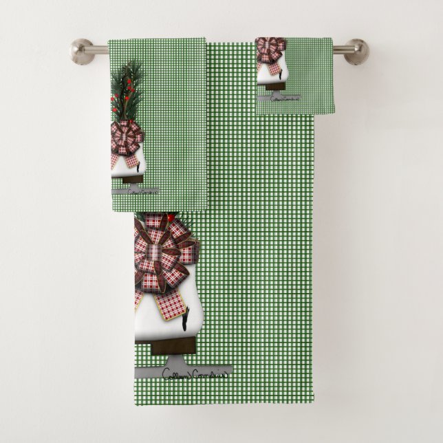 Weihnachtsdekoration mit Tartan Bow im Skate Badhandtuch Set (Insitu)