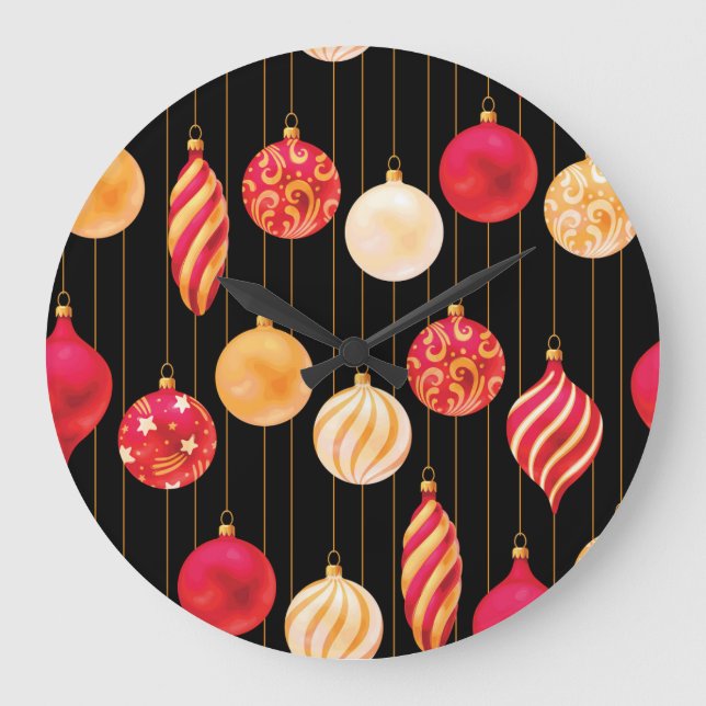 Weihnachtsdekoration Muster Große Wanduhr (Vorderseite)