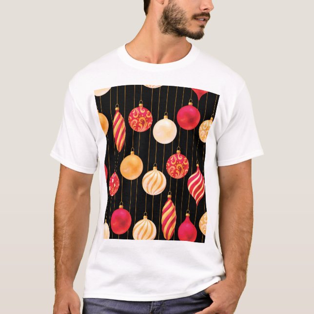 Weihnachtsdekoration Muster T-Shirt (Vorderseite)