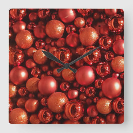Weihnachtsdekoration Red Baubles Quadratische Wanduhr