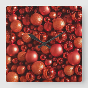 Weihnachtsdekoration Red Baubles Quadratische Wanduhr