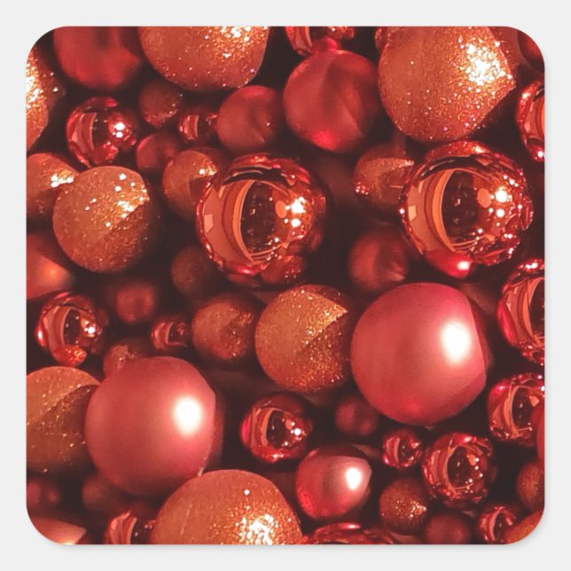 Weihnachtsdekoration Red Baubles Quadratischer Aufkleber (Vorderseite)