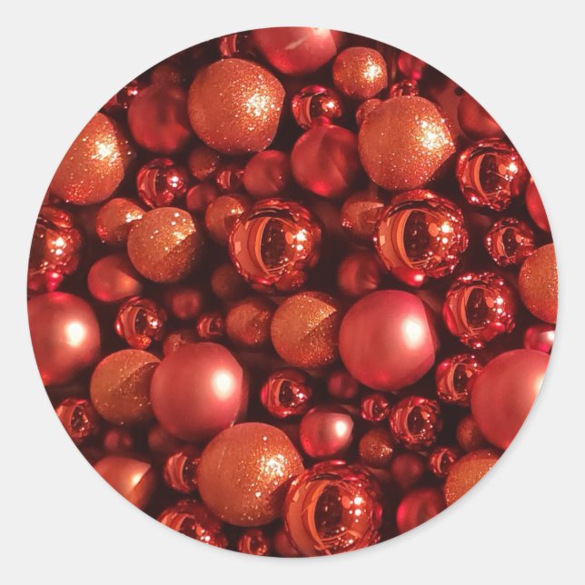 Weihnachtsdekoration Red Baubles Runder Aufkleber (Vorderseite)