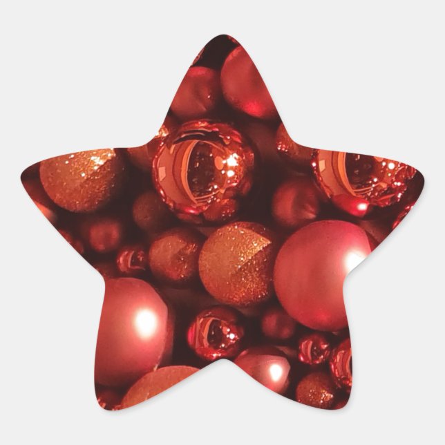 Weihnachtsdekoration Red Baubles Stern-Aufkleber (Vorderseite)