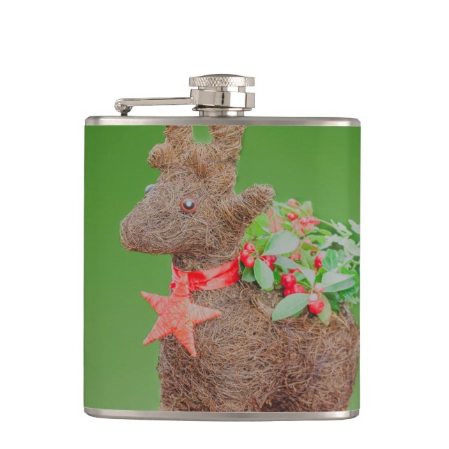 Weihnachtsdekoration Rentier Flachmann (Vorderseite)