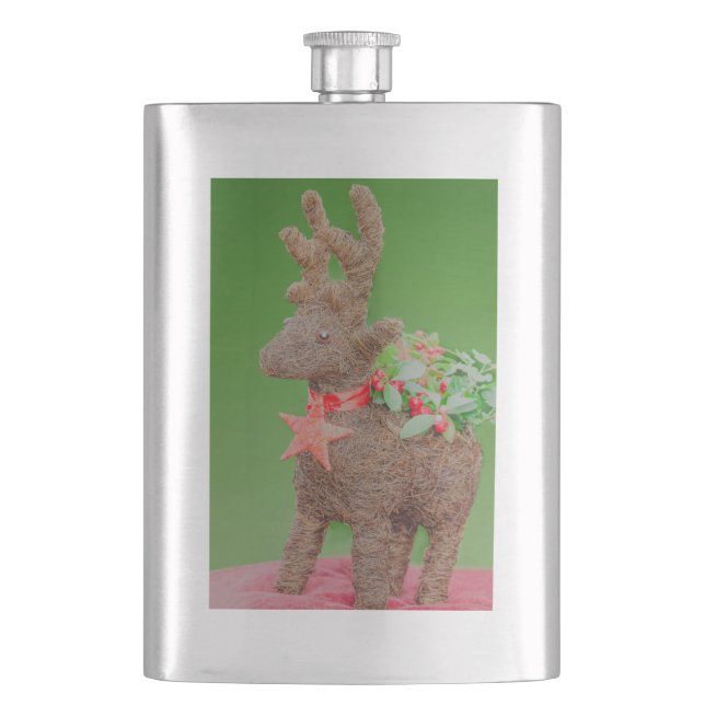 Weihnachtsdekoration Rentier Flachmann (Vorderseite)