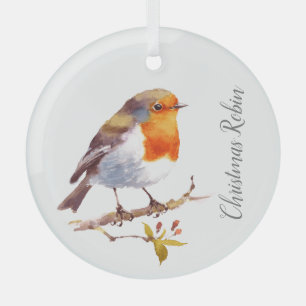 Weihnachtsdekoration - Robin Wasserfarben Ornament Aus Glas