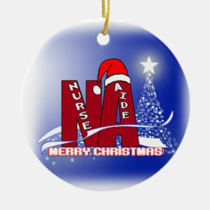 Weihnachtsdekoration Santa Pflegehelferin Keramikornament