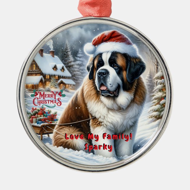 Weihnachtsdekoration St. Bernard individuell zuges Ornament Aus Metall (Vorne)