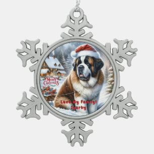 Weihnachtsdekoration St. Bernard individuell zuges Schneeflocken Zinn-Ornament