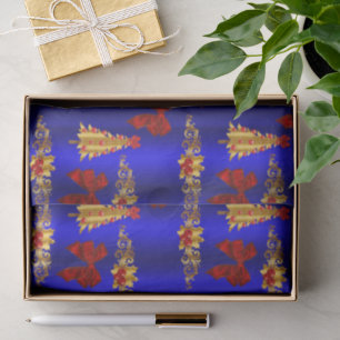 Weihnachtsdekorationen auf Blau Seidenpapier