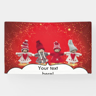 Weihnachtsdekorationen auf einem roten Hintergrund Banner