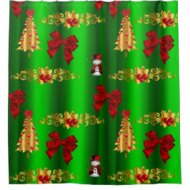 Weihnachtsdekorationen auf Grün Duschvorhang