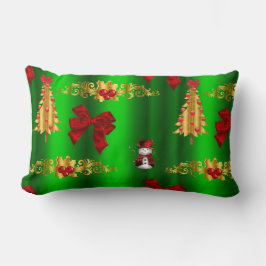 Weihnachtsdekorationen auf Grün Lendenkissen