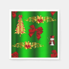 Weihnachtsdekorationen auf Grün Serviette