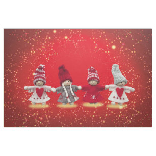 Weihnachtsdekorationen auf rotem Hintergrund Stoff