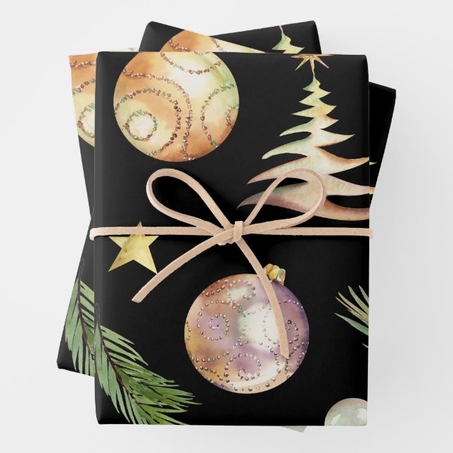 Weihnachtsdekorationen aus Gold - Flachfolien-Set  Geschenkpapier Set (Beispiel)