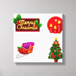 Weihnachtsdekorationen gegen weißen Hintergrund Leinwanddruck