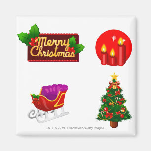 Weihnachtsdekorationen gegen weißen Hintergrund Magnet