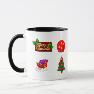 Weihnachtsdekorationen gegen weißen Hintergrund Tasse